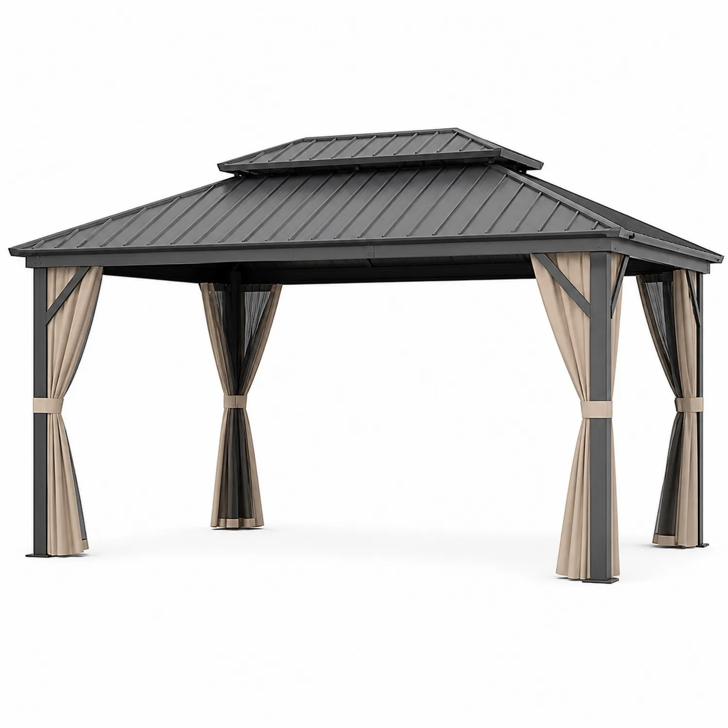 Gartenpavillon Aluminiumdach 3x4m Schwarz/Beige-Lumriven