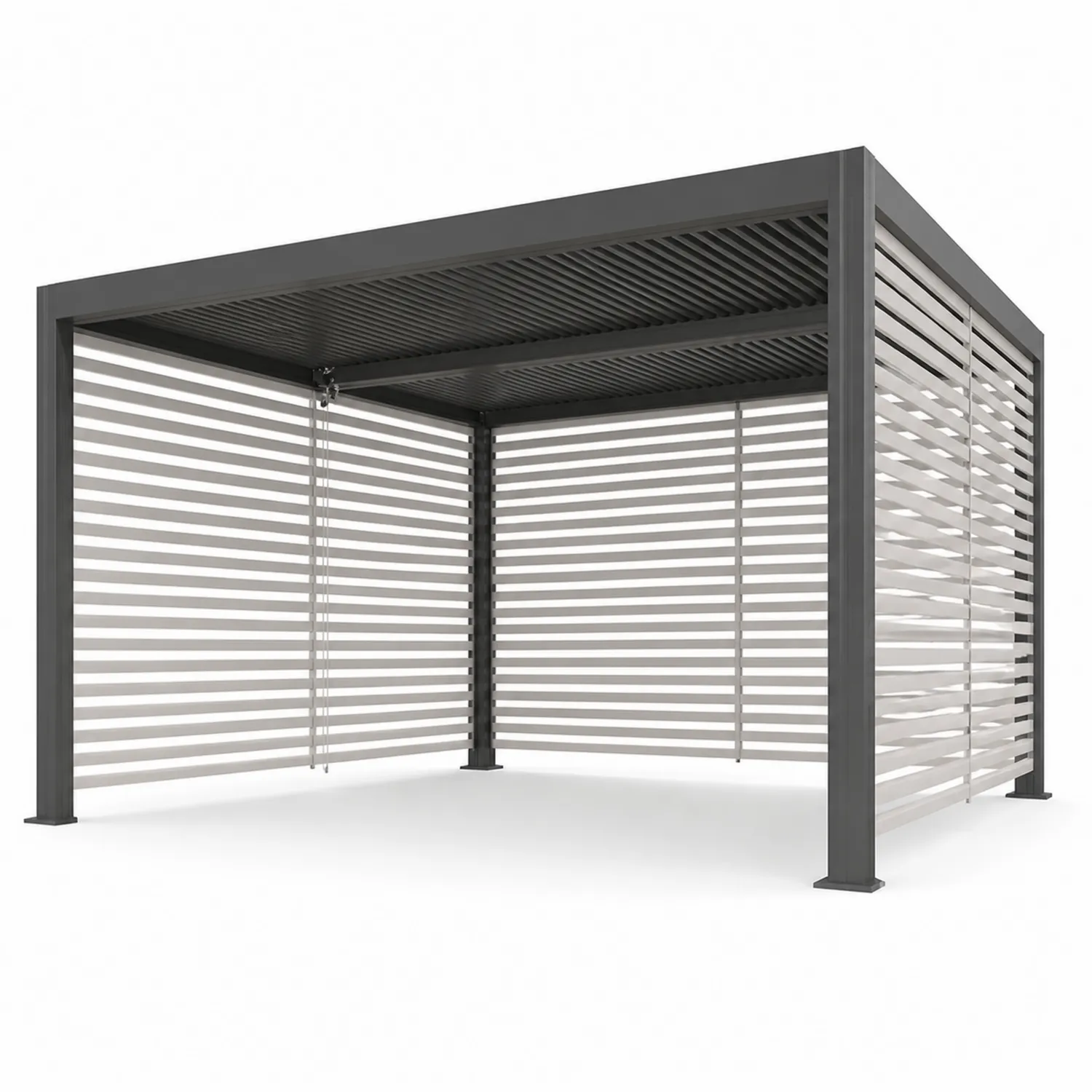 Aluminium-Pergola mit Verstellbaren Lamellen Grau/Weiß-Lumriven