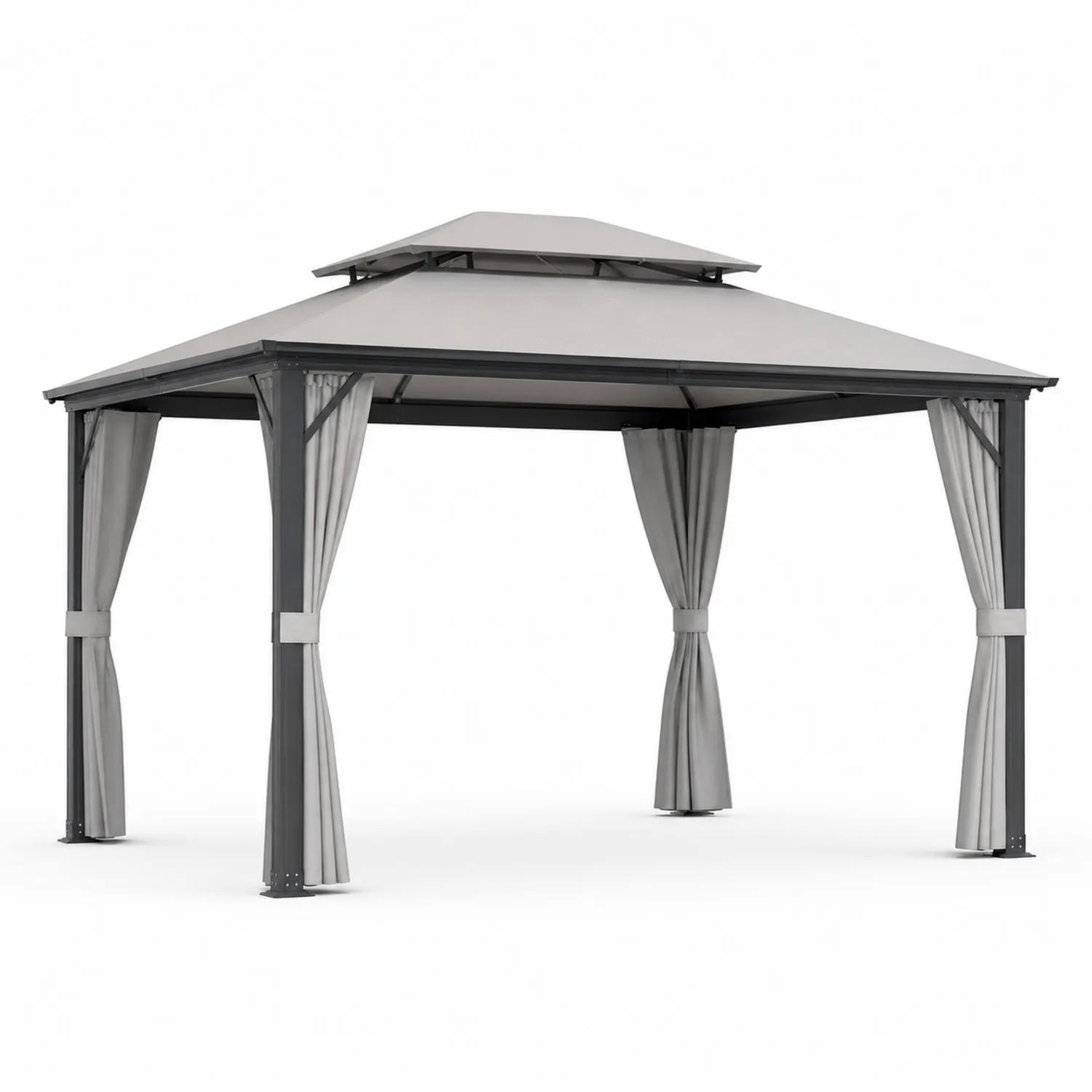 Aluminium Pavillon 3x3m mit Polyesterdach in Anthrazit und Grau-Lumriven