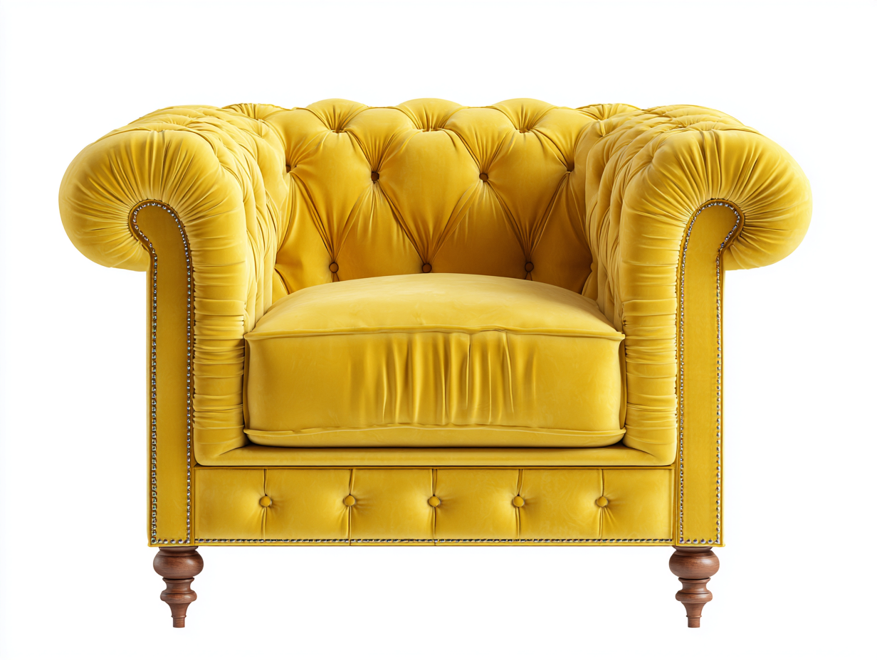 Sillones tapizado terciopelo 100x90x75 cm amarillo diseño clásico capitoné para salón