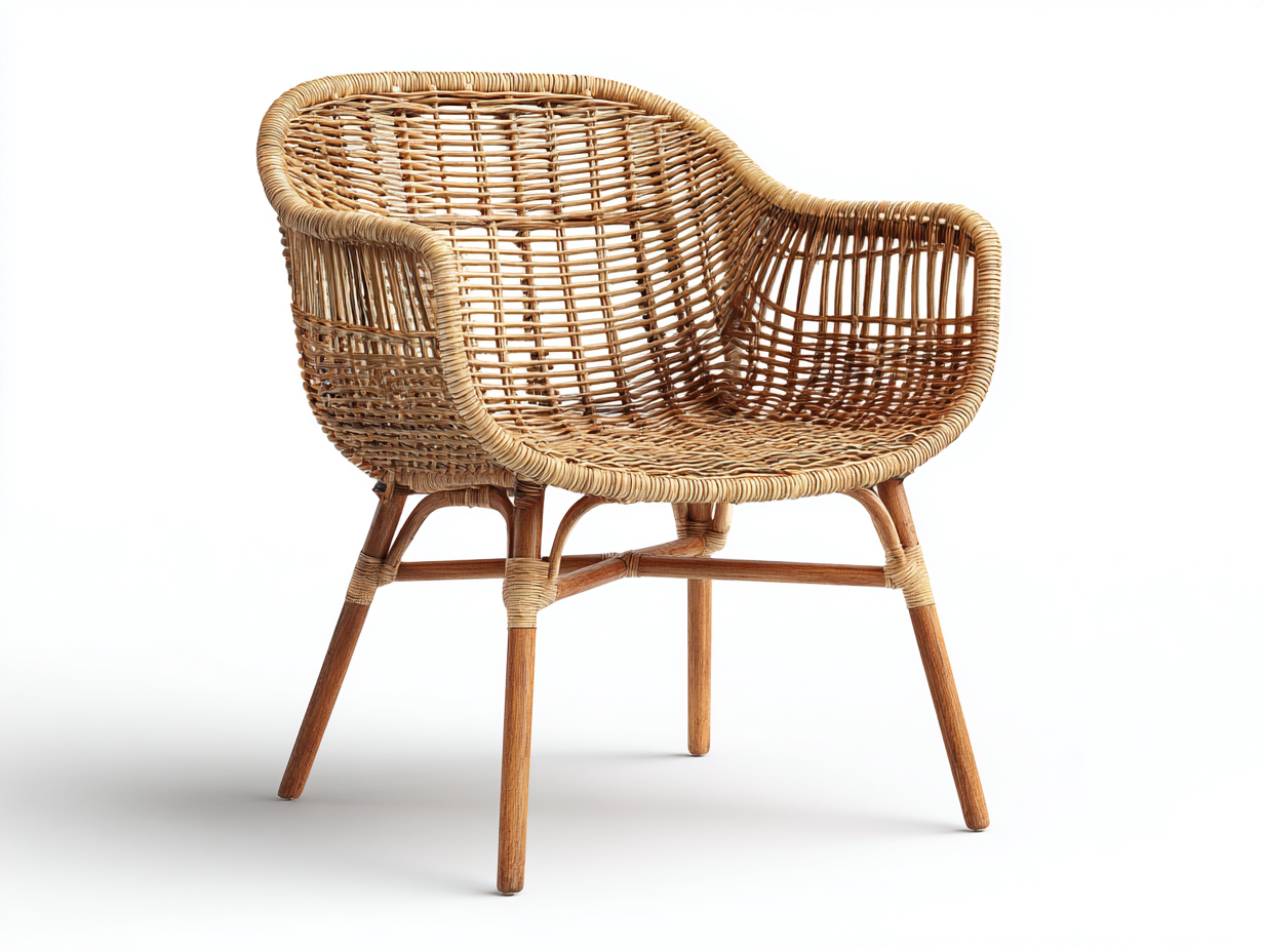 Sillones de ratán natural 68x65x78 cm - marrón claro - diseño ligero para salón y terraza