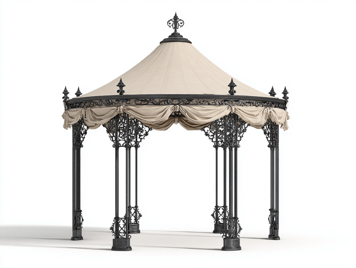 Pérgola de jardín metal tela 300x300x280 cm negro beige clásico exterior