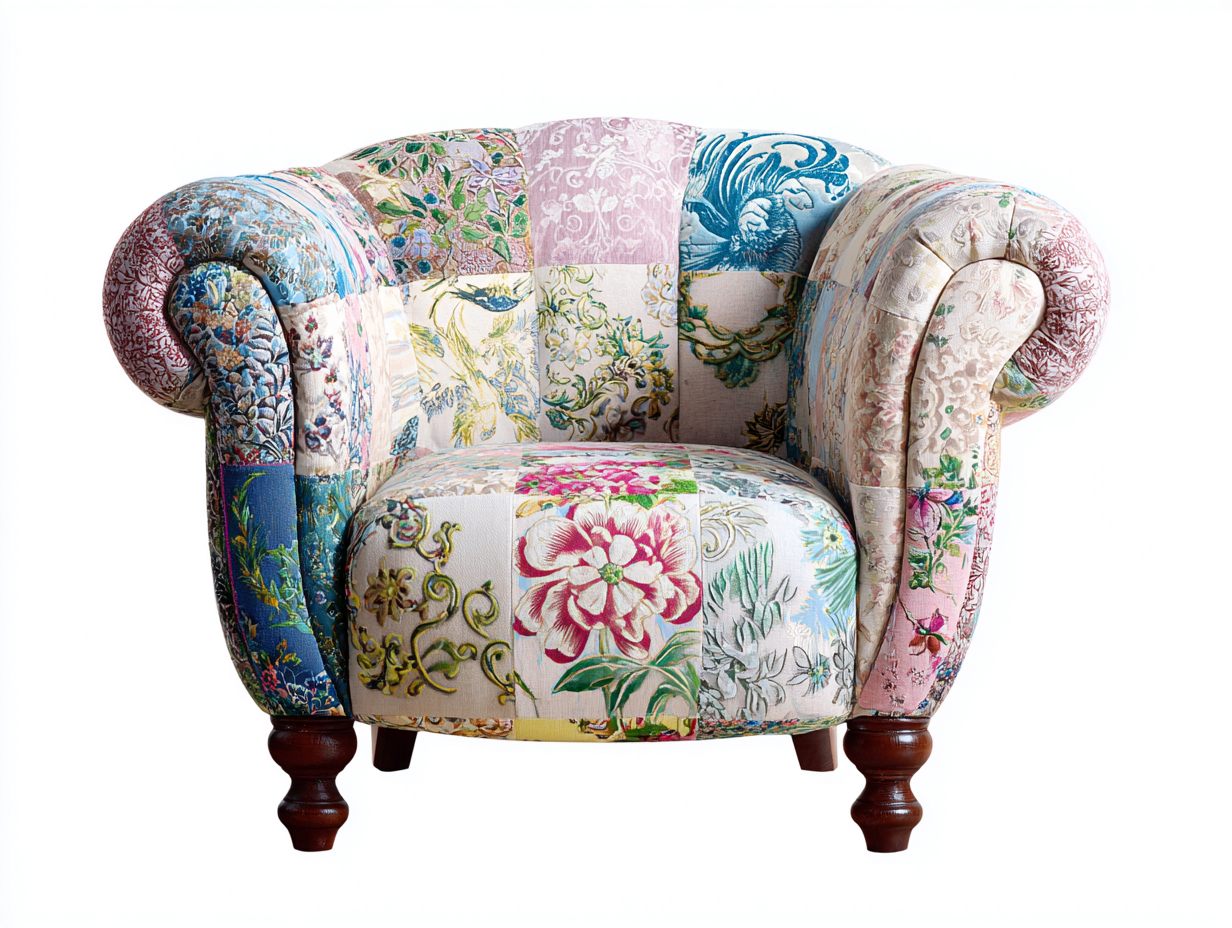 Sillones tapizado patchwork 95x85x75 cm multicolor diseño clásico capitoné para salón