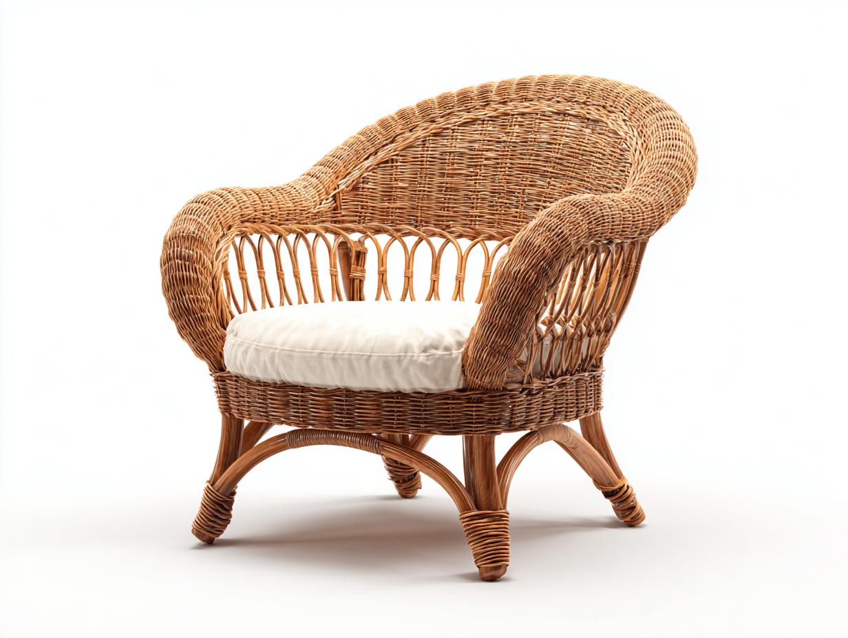 Sillones de ratán natural 75x70x80 cm - marrón beige - diseño artesanal para salón y terraza