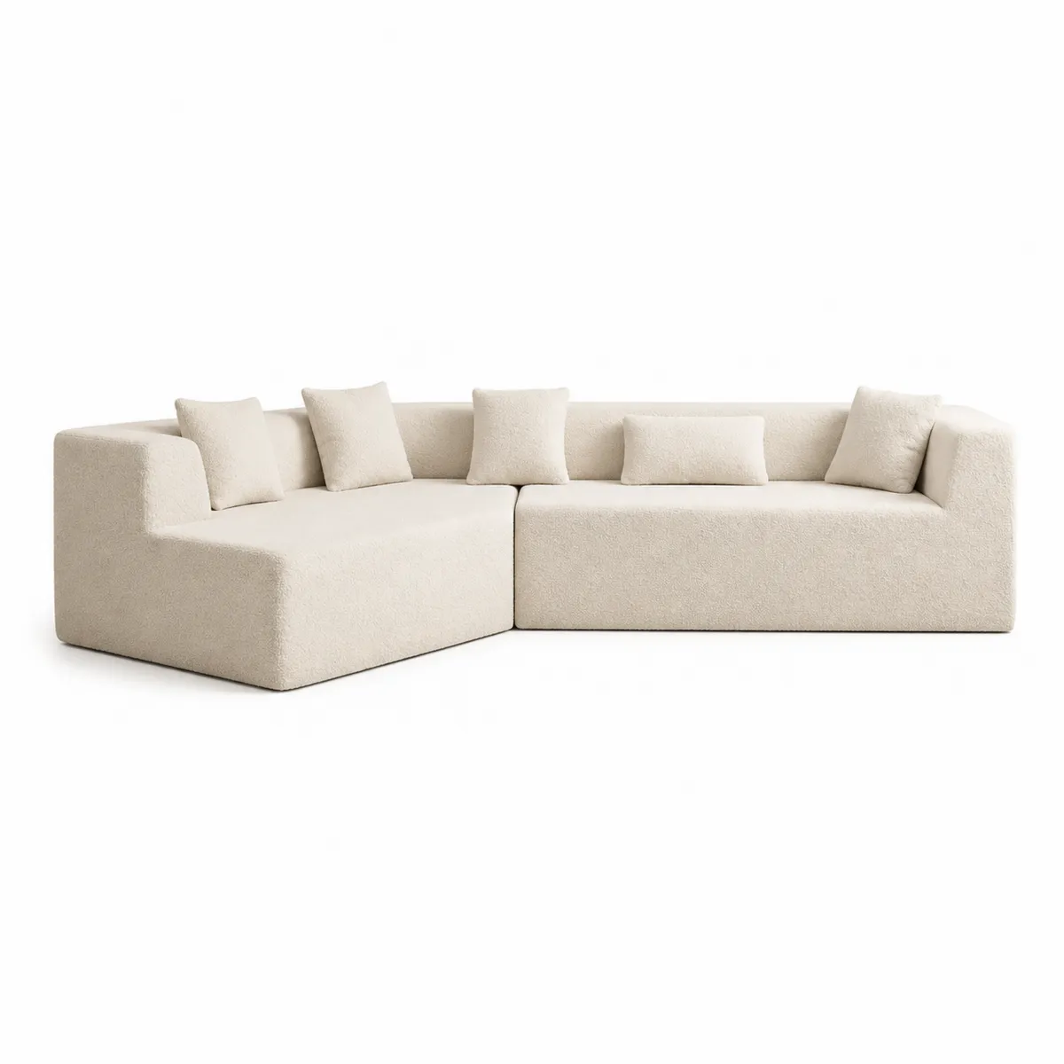 Ecksofa mit Chaiselongue Beige Textil