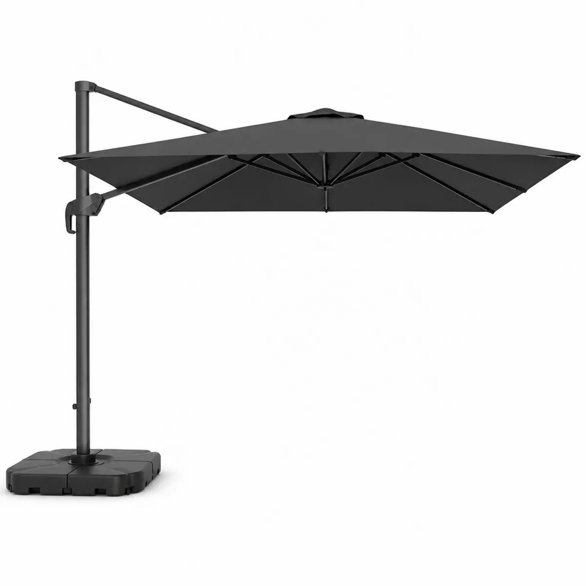 Seitlich verstellbarer Sonnenschirm 3x3m Anthrazit Polyester Aluminium