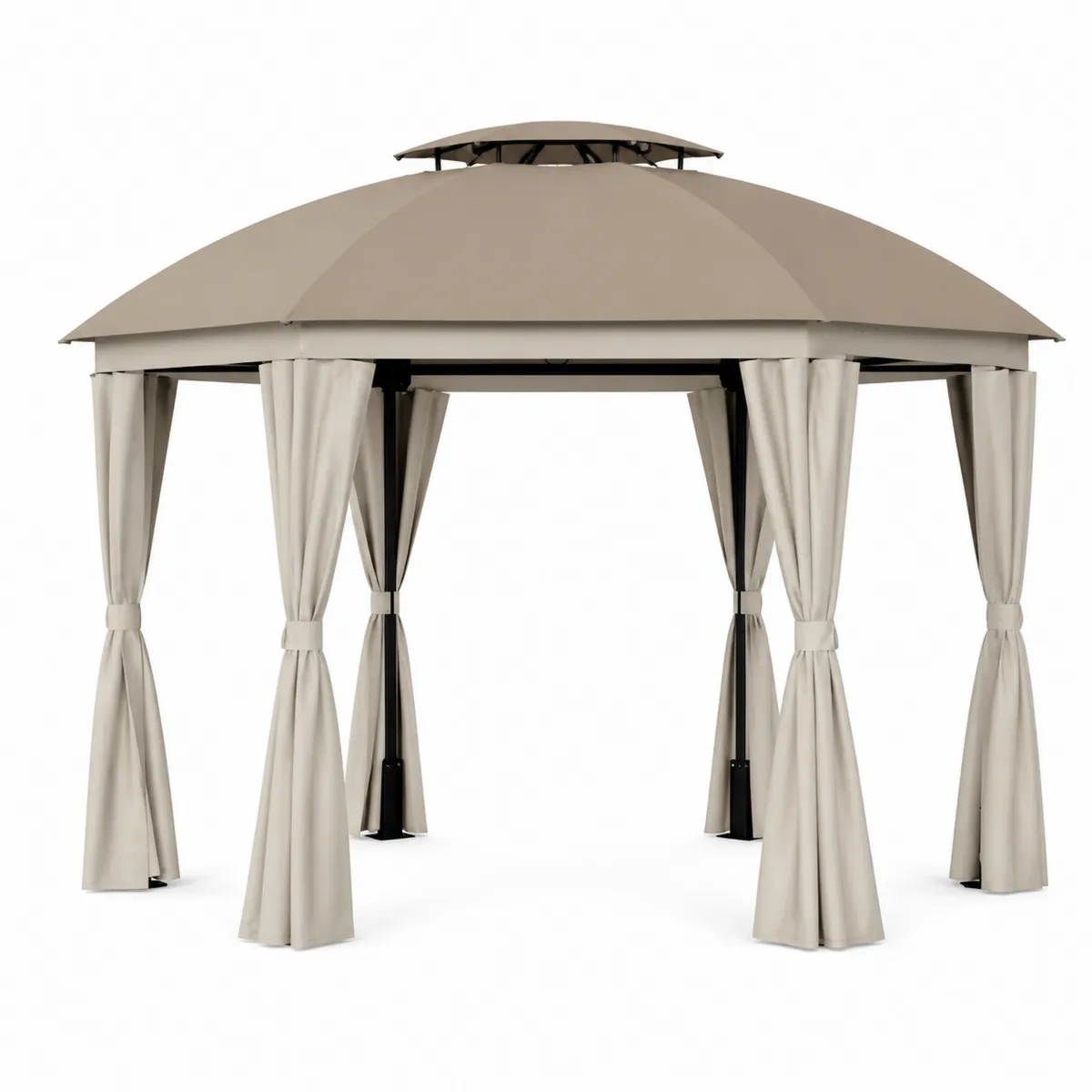 Gartenpavillon Stahlgestell Polyester Beige