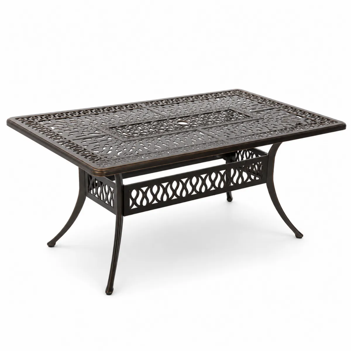 Rechteckiger Gartentisch aus Aluminium, Bronze