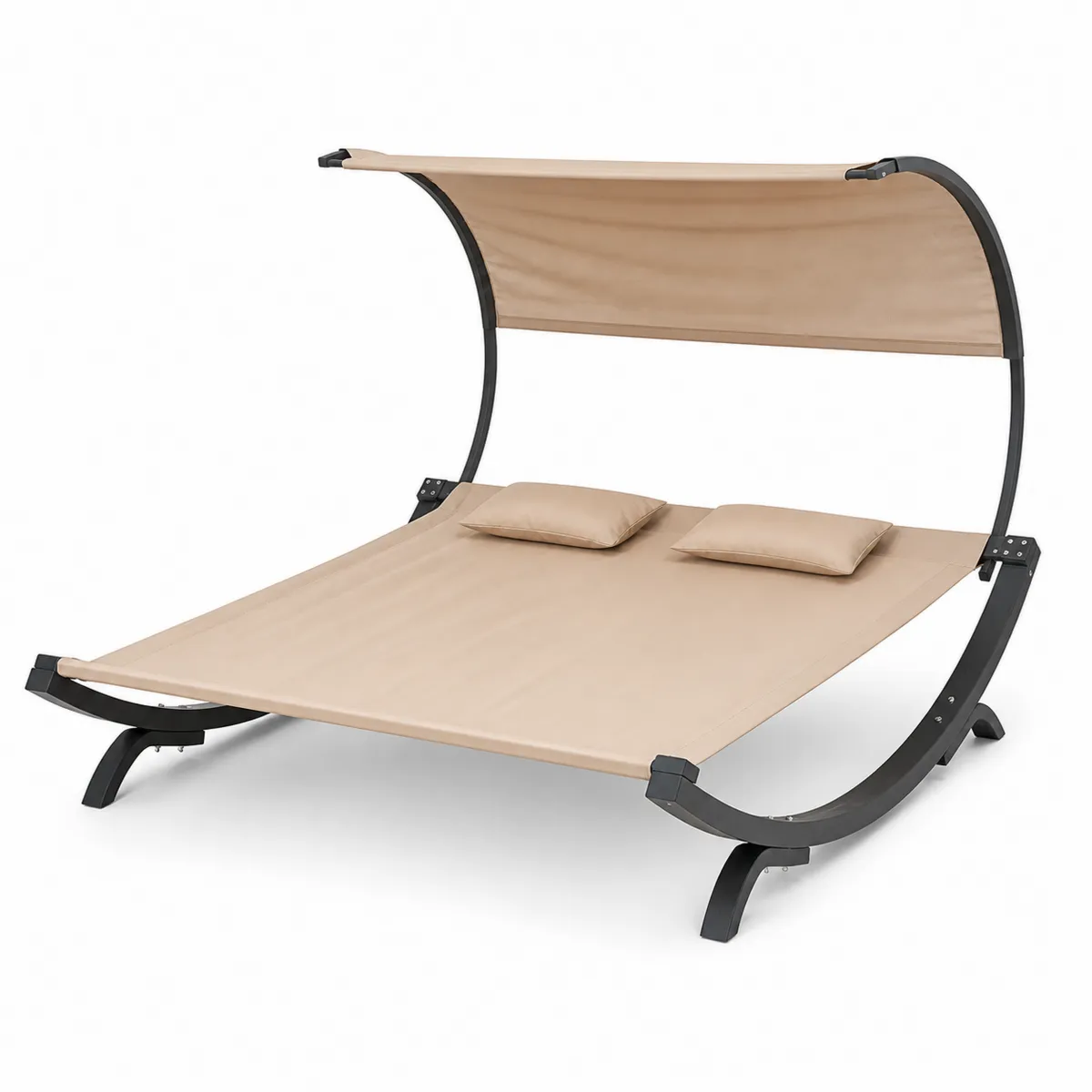 Doppel-Sonnenliege Metall Beige mit Polyesterbezug