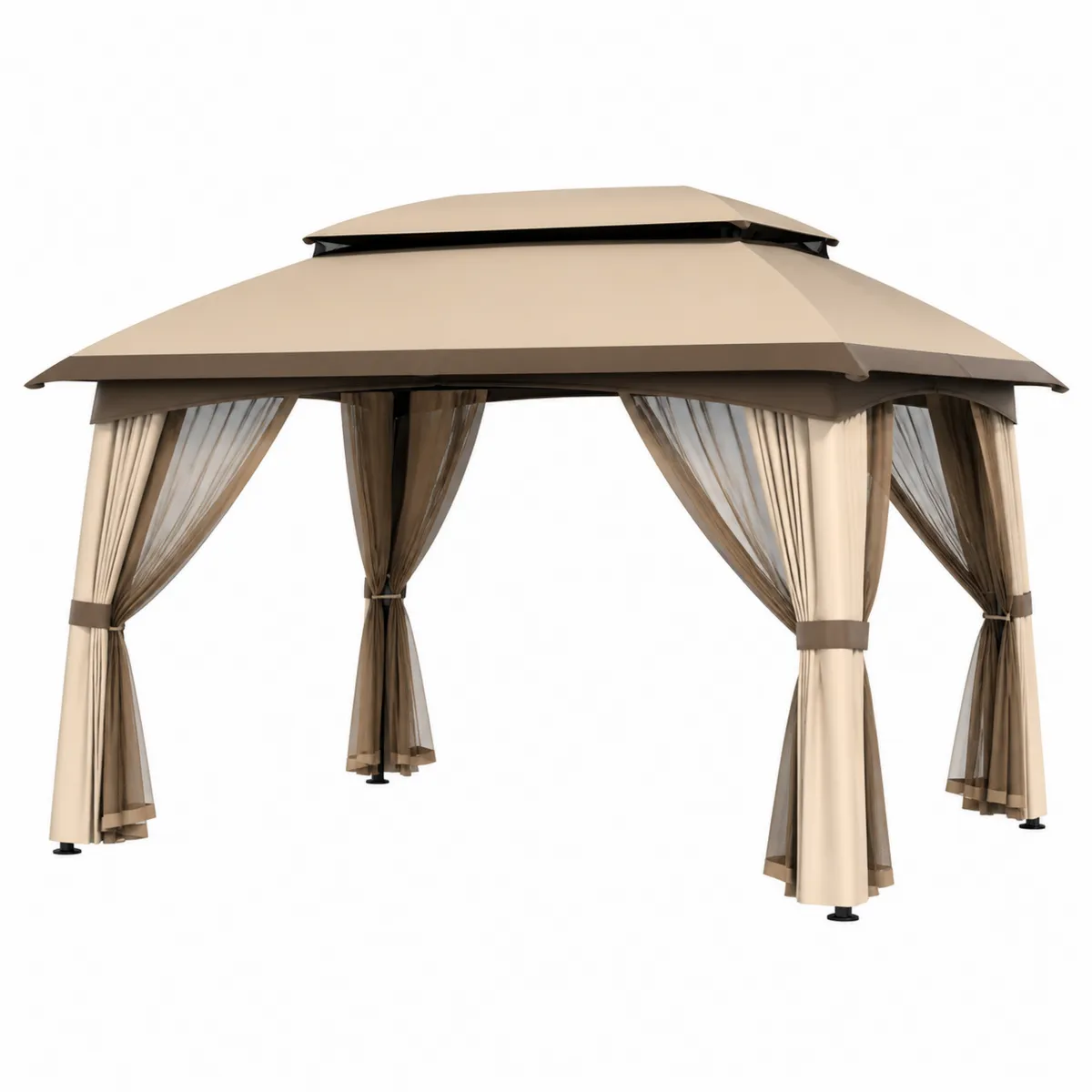 Metall Pavillon mit Polyesterdach 3x4m Beige/Braun