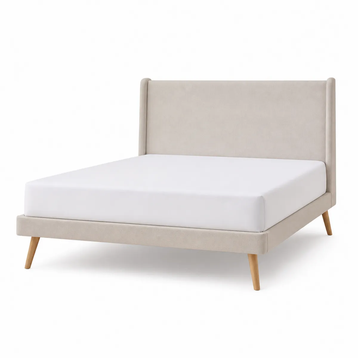 Bett Polsterbett Holzrahmen Beige 160x200 cm