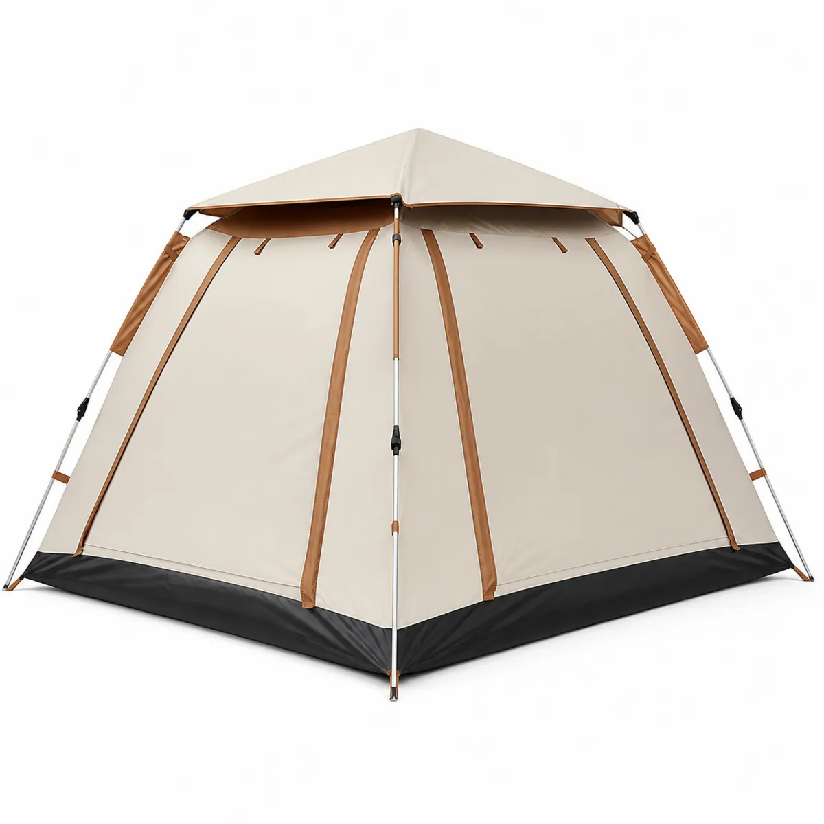 Campingzelt Pyramidenform 4-Personen Wasserdicht Polyester Aluminium Beige