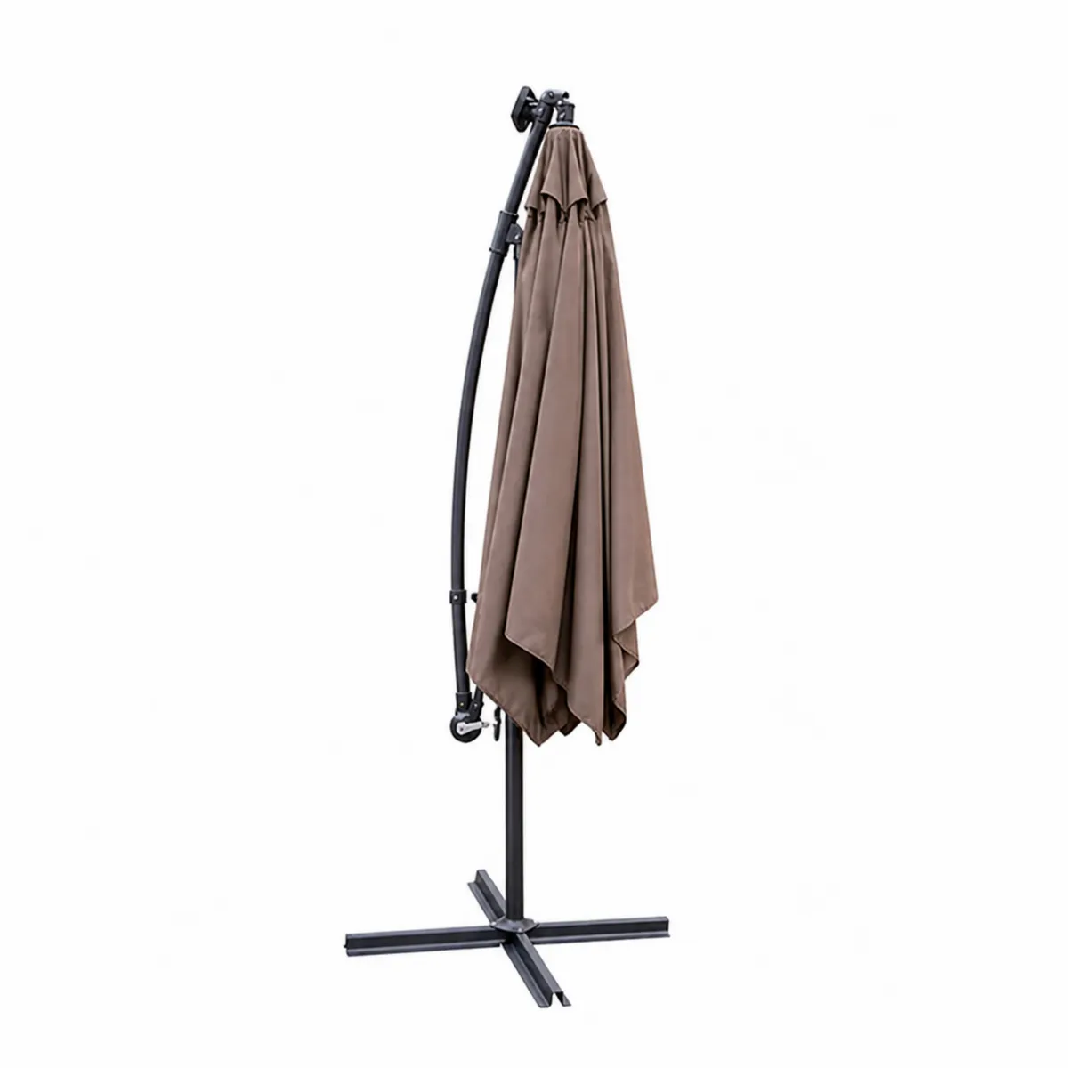 Ampelschirm Rund Ø300 cm Braun Polyester Stahlrahmen