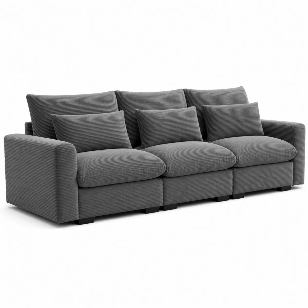 3-Sitzer Sofa mit Kordbezug, Grau