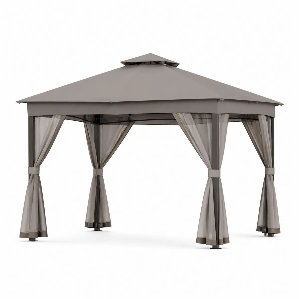 Pavillon mit Metallrahmen und Polyestergewebe 300x300x270 cm in Grau