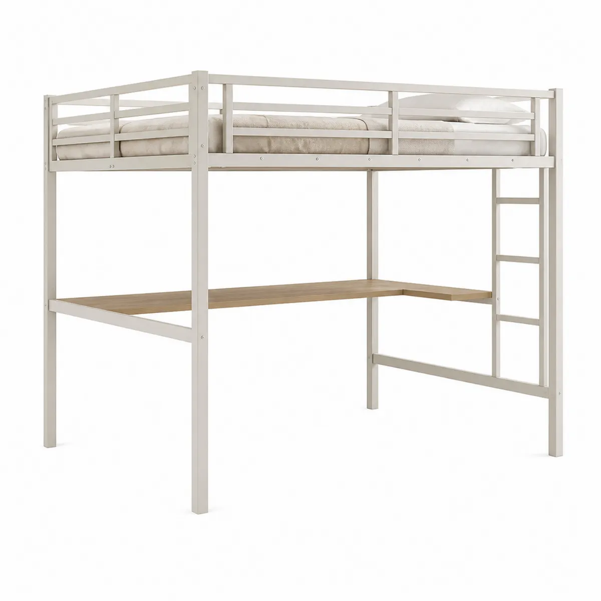 Hochbett mit Schreibtisch Metall Weiß