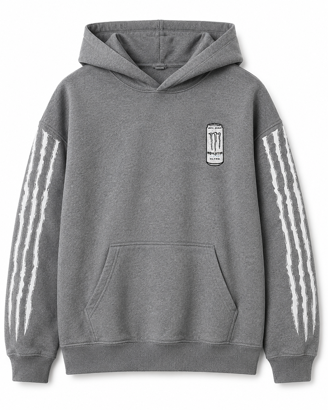 Monster" Grey Zip-Up Hoodie