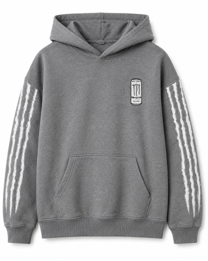 Monster" Grey Zip-Up Hoodie