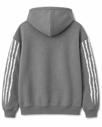 Monster" Grey Zip-Up Hoodie