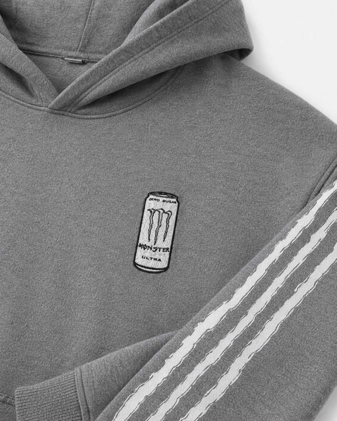 Monster" Grey Zip-Up Hoodie