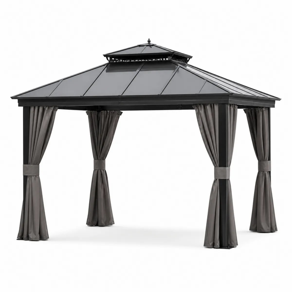 Pavillon de Jardin en Aluminium avec Rideaux 400x300 cm Anthracite