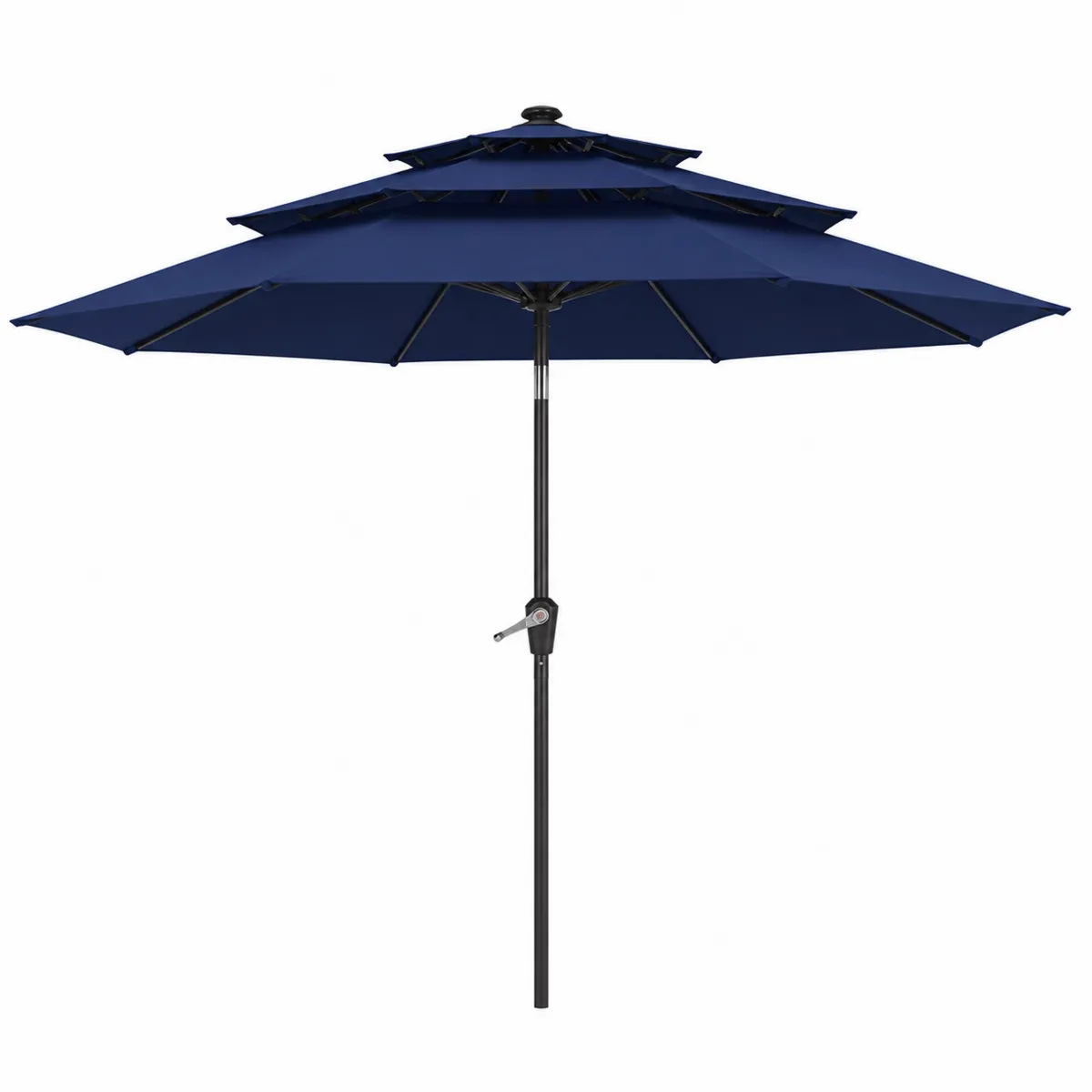 Parasol en polyester bleu avec mât en aluminium