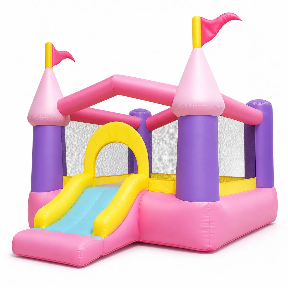 Château Gonflable Enfants avec Toboggan en PVC Multicolore