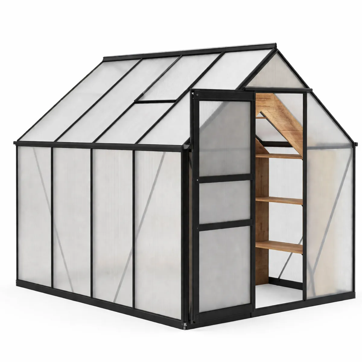 Serre en polycarbonate avec cadre en métal noir