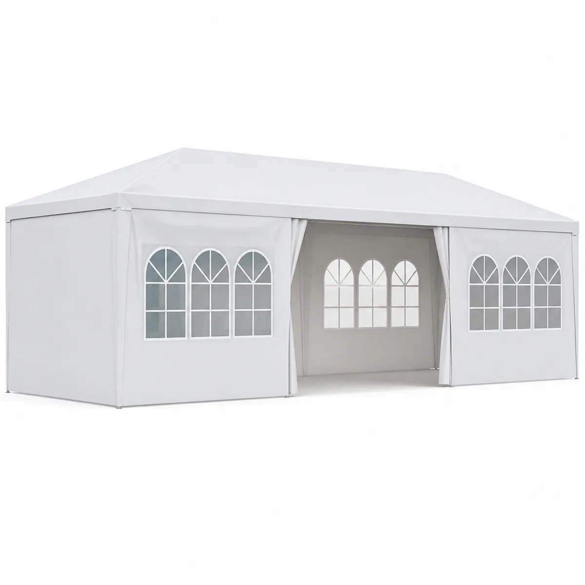 Tente de Jardin Rectangulaire 10x5m en Acier avec Fenêtres