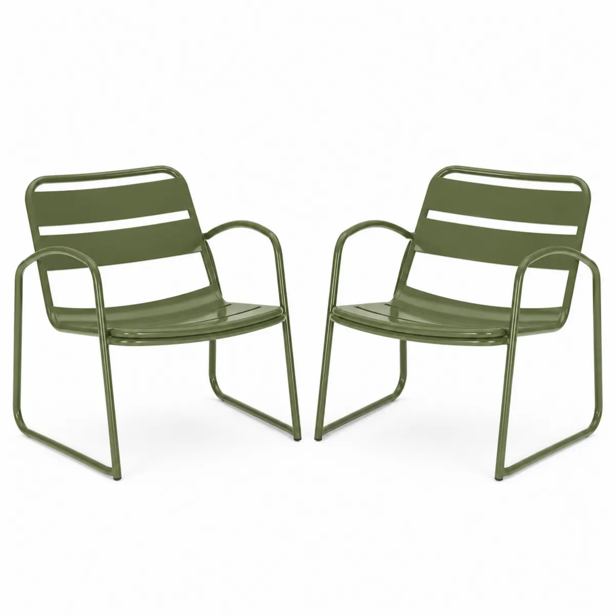 Lot de 2 chaises de jardin en métal vert