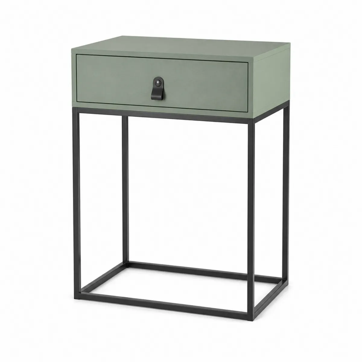Table d'appoint en métal avec tiroir Vert/Noir
