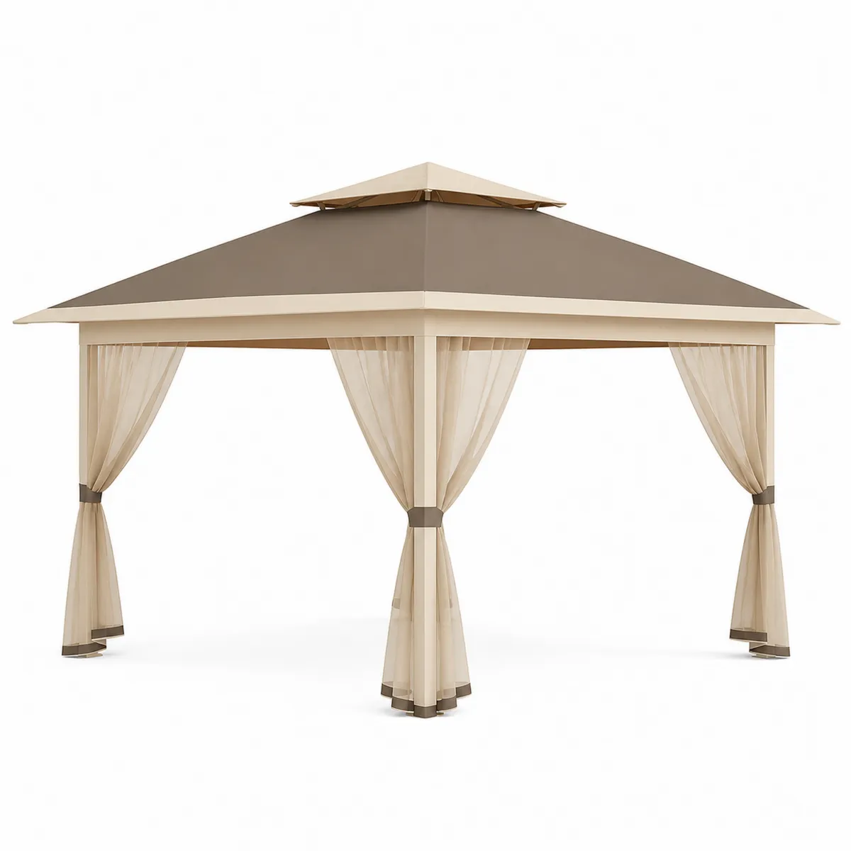 Pavillon de Jardin Aluminium et Polyester Beige