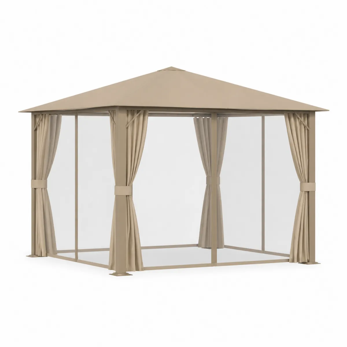 Tonnelle de Jardin Carrée en Acier et Polyester Taupe 3x3m