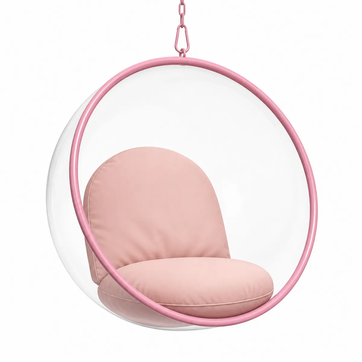 Chaise suspendue en acrylique avec coussin en polyester rose