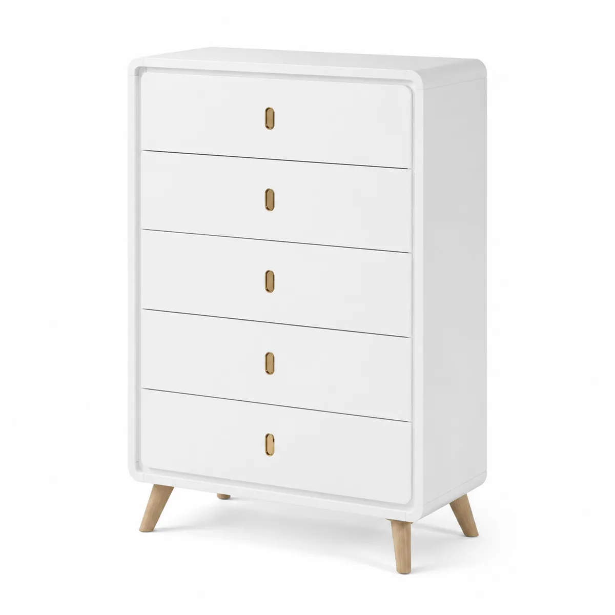 Commode bois MDF 5 tiroirs blanc