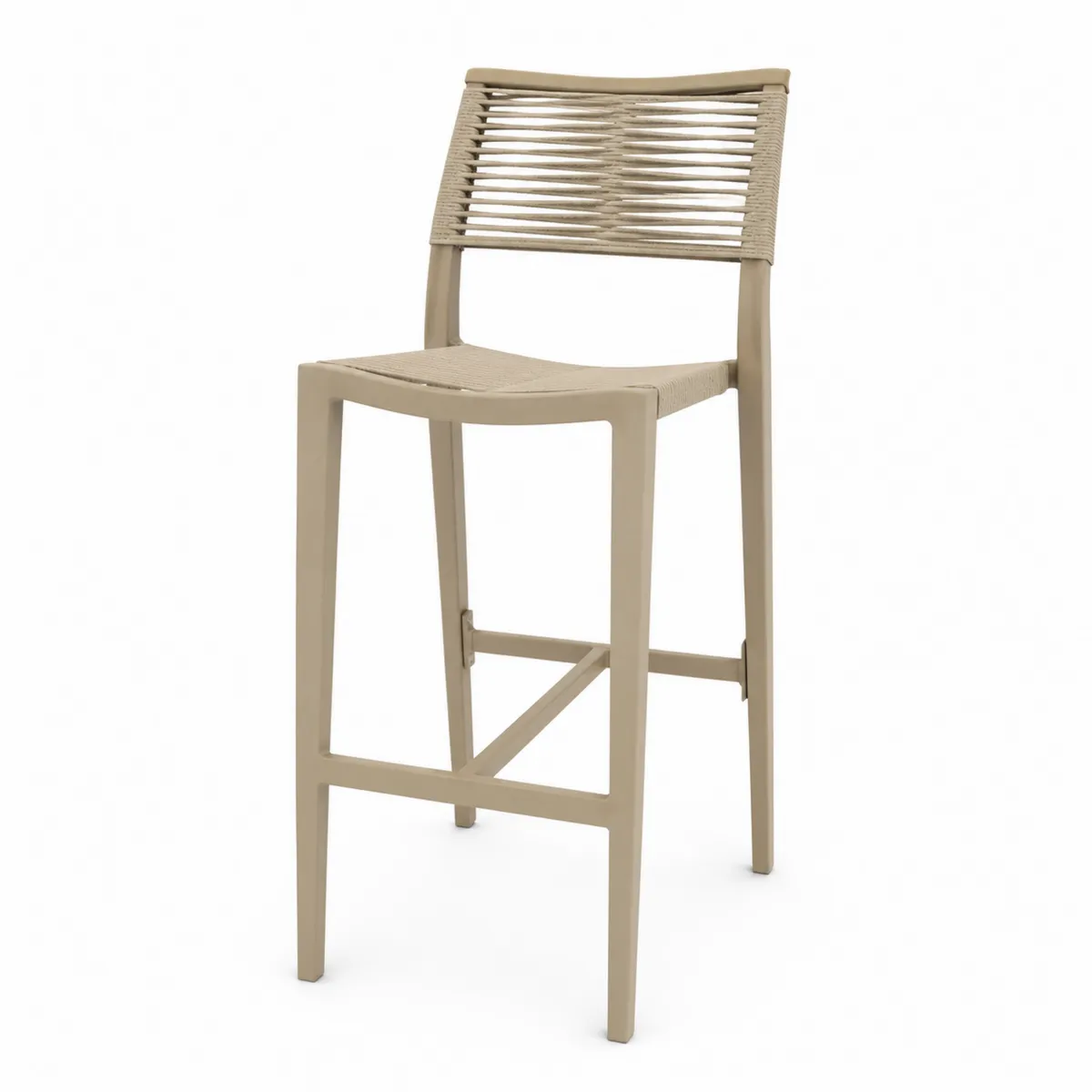 Tabouret de bar en polypropylène et corde de nylon beige, 110 cm