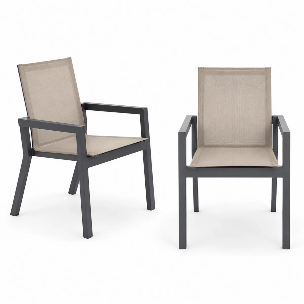 Lot de 2 chaises extérieures en aluminium et textile