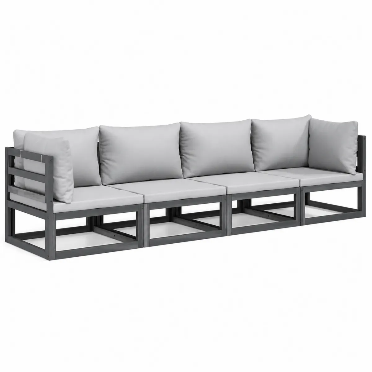 Canapé modulable en bois et polyester gris