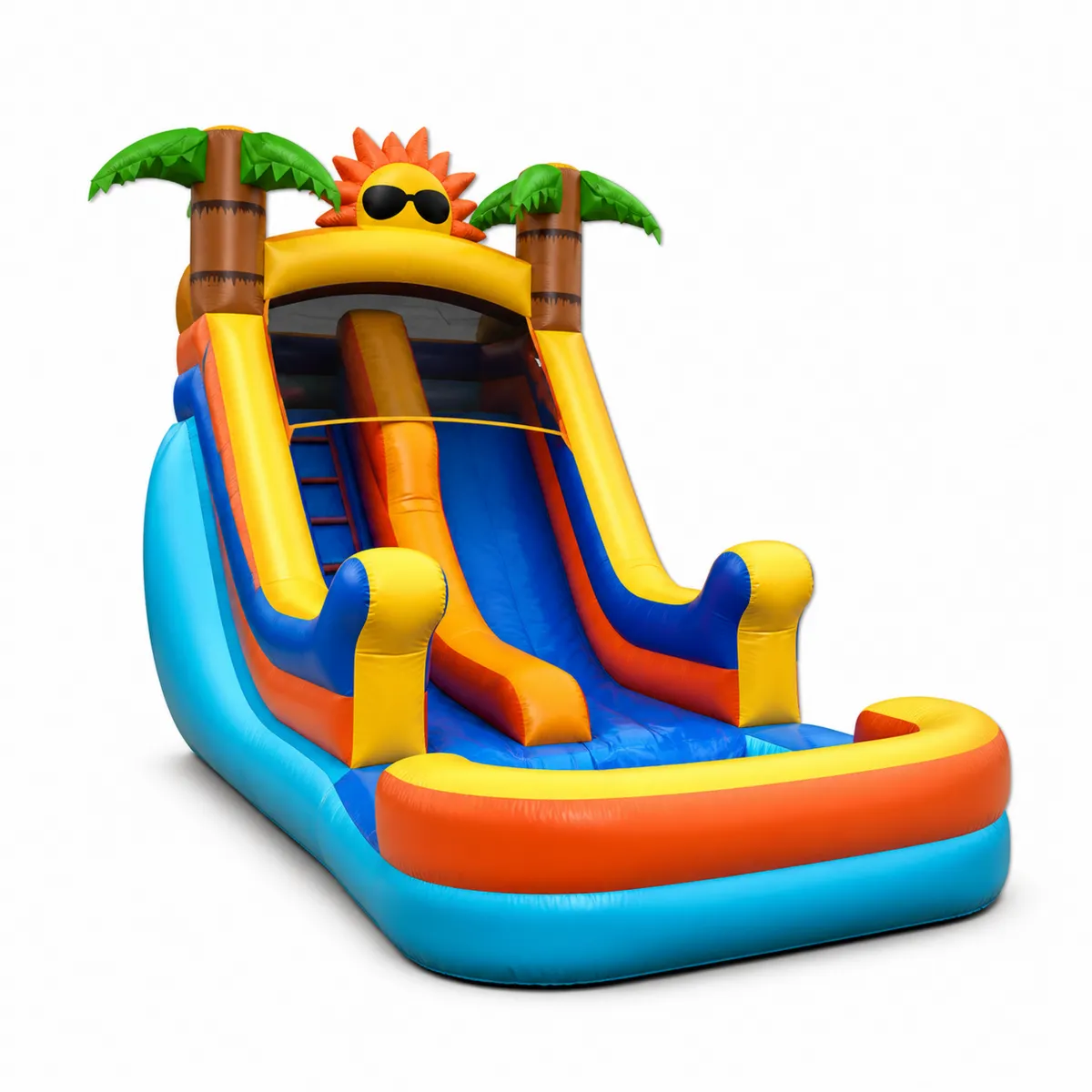 Toboggan Gonflable Enfant en PVC avec Palmier et Soleil Multicolore