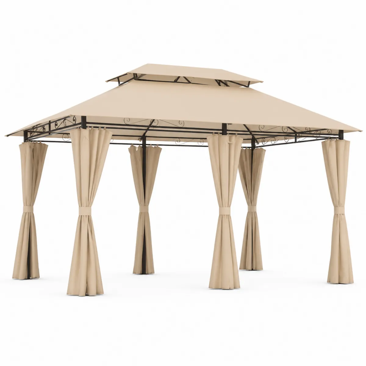 Pavillon de jardin en acier et polyester Beige 300x400 cm