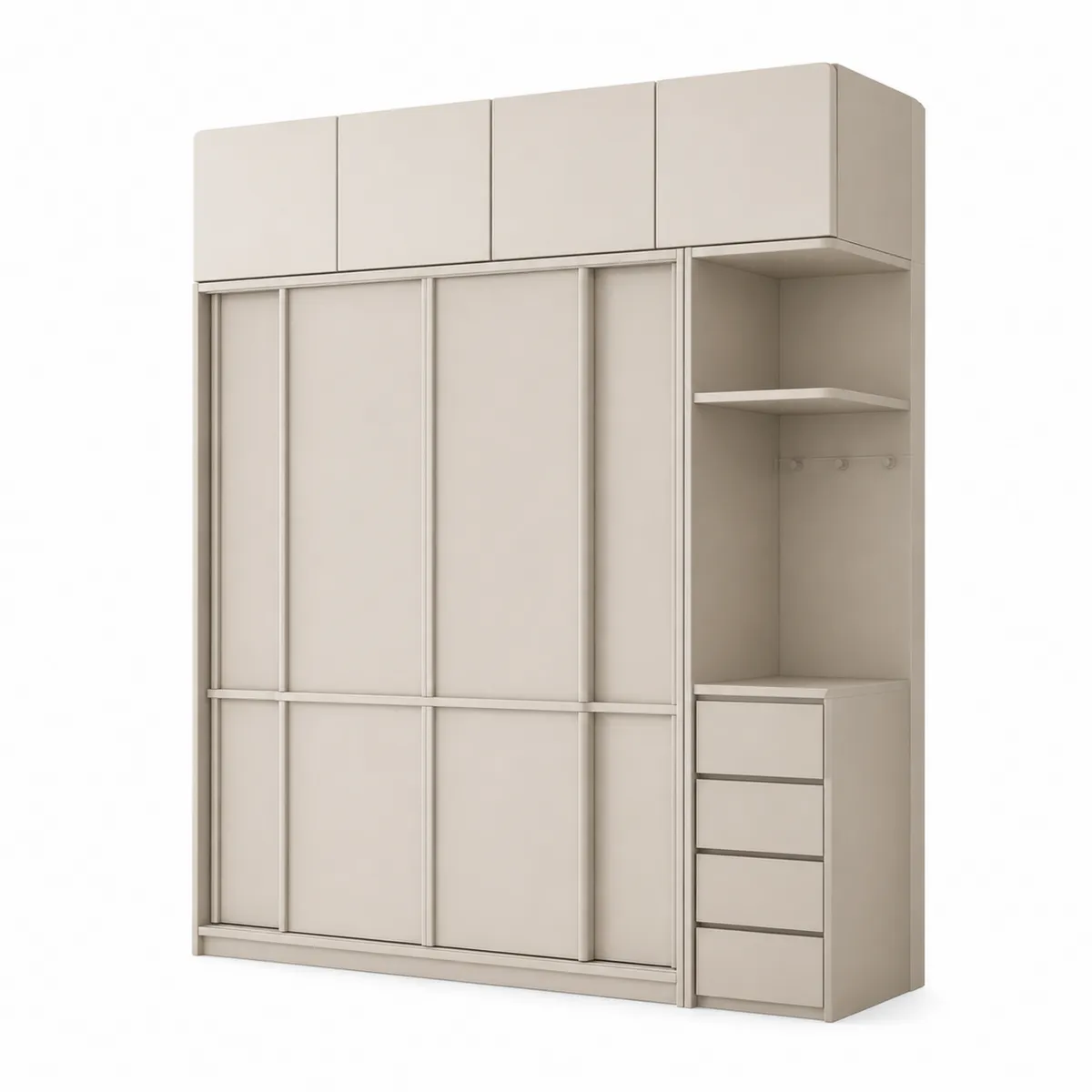 Armoire en MDF avec porte coulissante beige 220x60x240cm