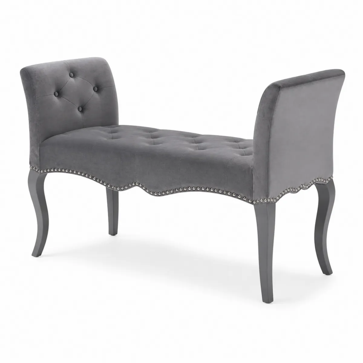 Banquette en bois et velours gris