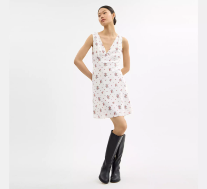 Spring Blossom Print Silk Dress