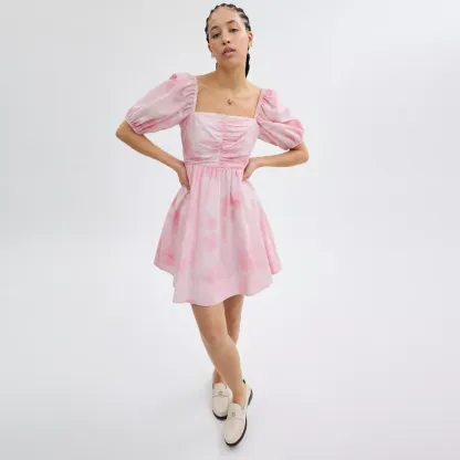 Puff Sleeve Mini Dress