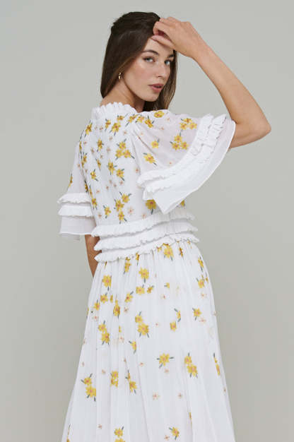 White Floral Embroidered Maxi Dress