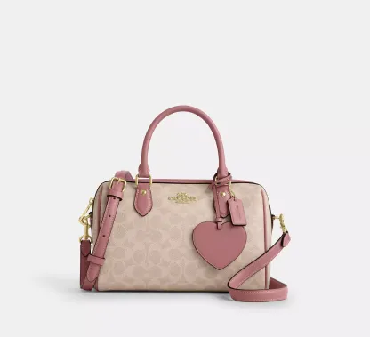 Rowan Satchel Bag In Signature Canvas With Heart Charm