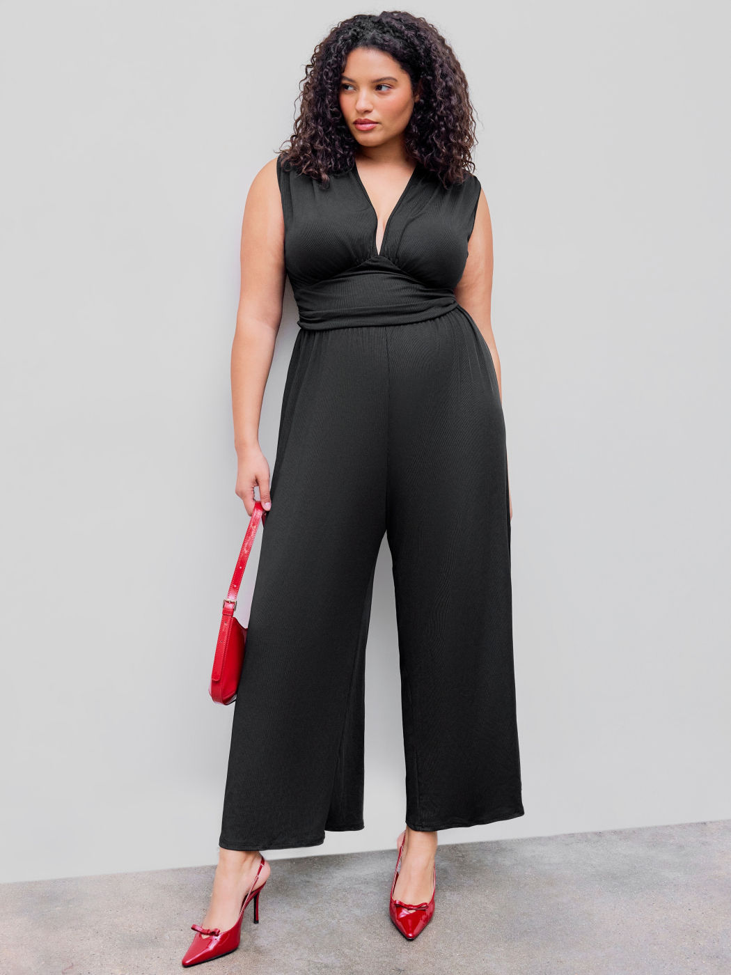 2026 Women's new jumpsuit with pockets Plain Ruched V Neck Ribbed Tank Jumpsuit, Summer Outfits 2025, Elegant Sleeveless Wide Leg Jumpsuit for Women for Vacation Holiday Party, Ladies Summer Clothes