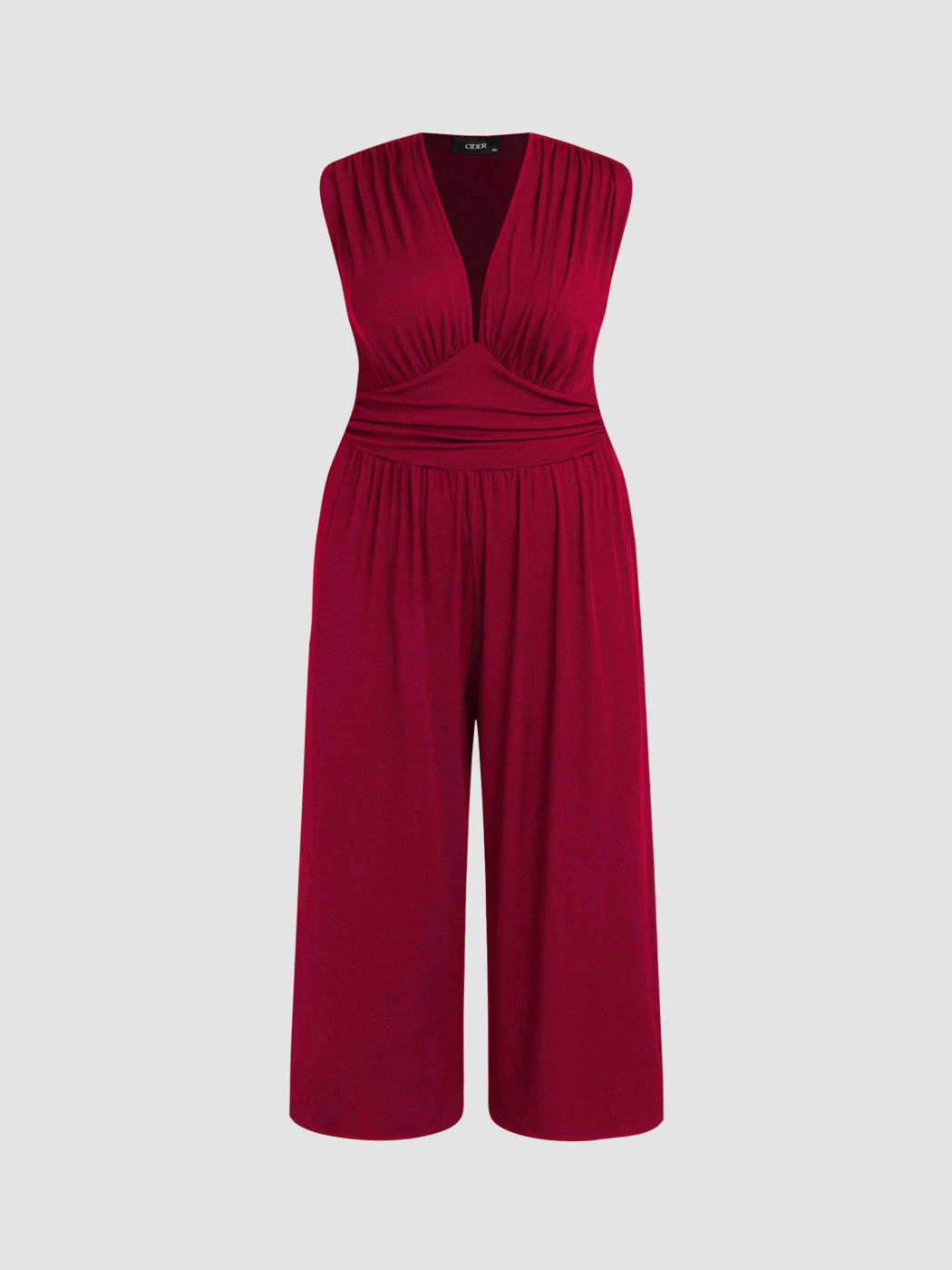 2026 Women's new jumpsuit with pockets Plain Ruched V Neck Ribbed Tank Jumpsuit, Summer Outfits 2025, Elegant Sleeveless Wide Leg Jumpsuit for Women for Vacation Holiday Party, Ladies Summer Clothes