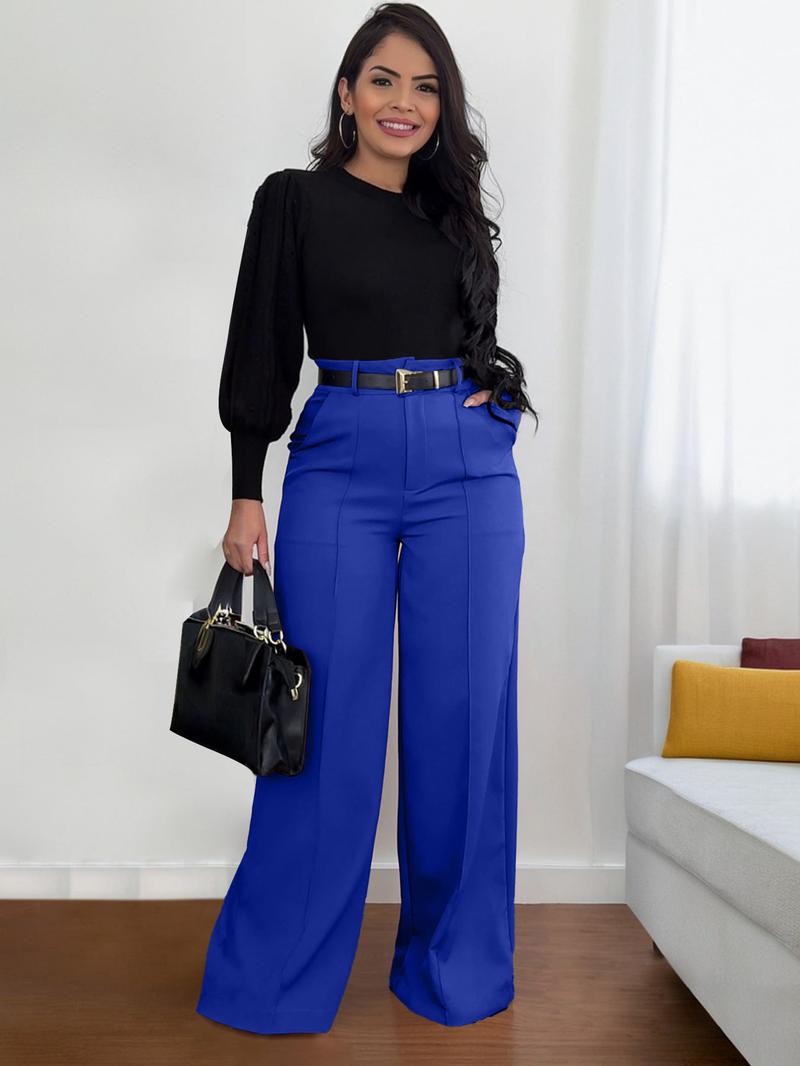 Women's Autumn New Commuter Casual Versatile Khaki Solid Color Draped Suit Pants Loose Straight Long Pants
