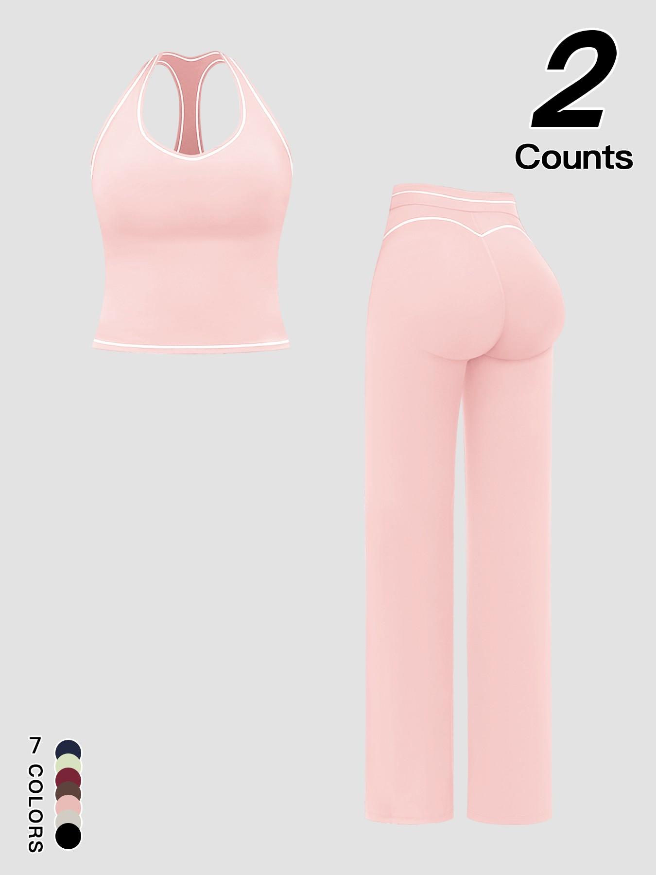 Sports Women's Quick-Dry Halter Tank Top Outdoor Yoga Tummy-Control Flared Pants Casual Active Wear for Spring and Fall